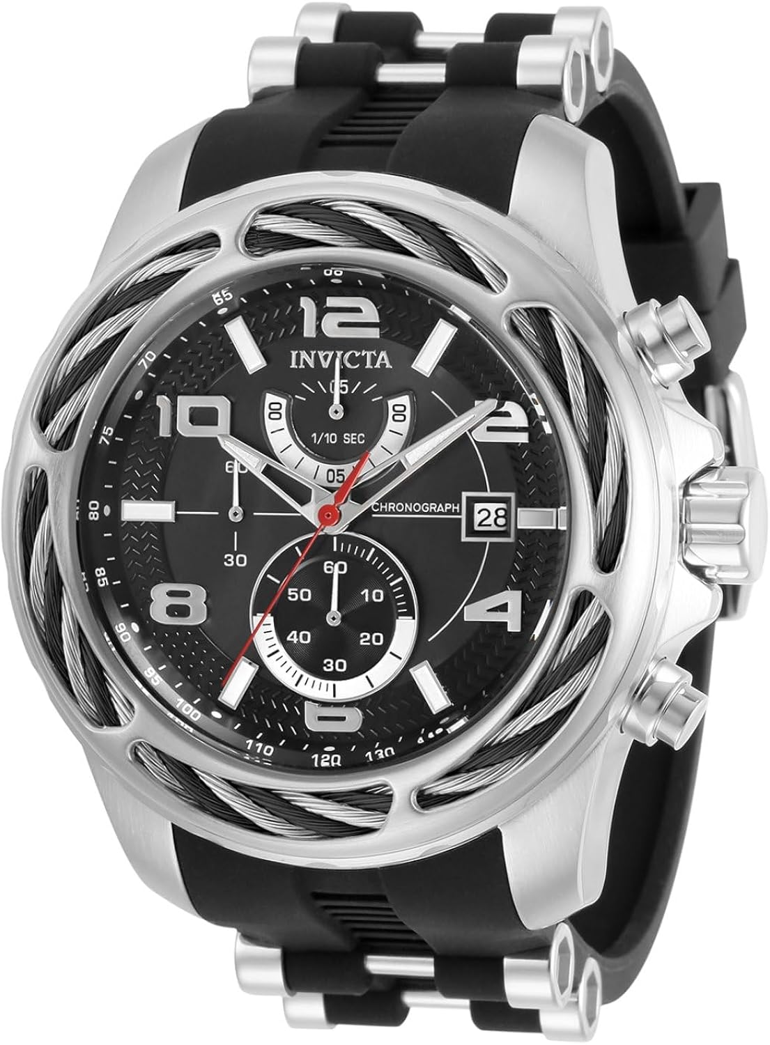 Invicta Men's Bolt 53mm Stainless Steel, Silicone Quartz Watch, Silver Model: 31235