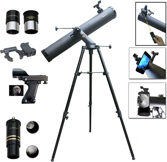 Cassini 1000mm X 120mm Reflector Telescope w/Smartphone Adapter and Electronic Hands Free Focuser
