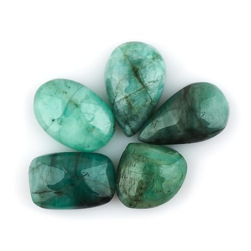 CRYSTALIS Emerald (5pcs) (10-15mm) Wholesale Bulk Natural Loose Gemstone Cabochons Jewelry Making Supply, Chakra & Healing Polished Stones, Wire Wrapping, DIY, Gem Collection