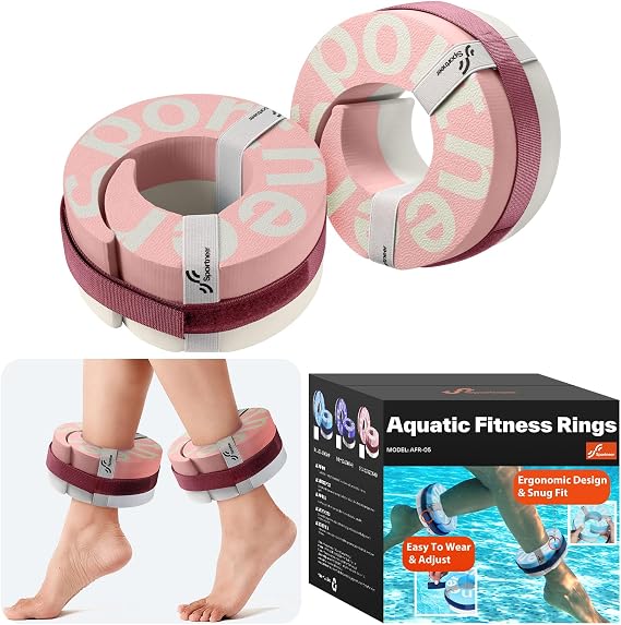 Foam Aquatic Cuffs Exercise Equipment: Sportneer Water Aerobics Float Ring with Adjustable Webbing Pool Exercise Workout Set Water Ankle Ring