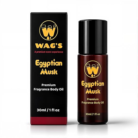 WagsMarket Egyptian Musk Oil, Choose from Roll On to 0.33oz - 4oz Glass Bottle, (1oz Roll On)