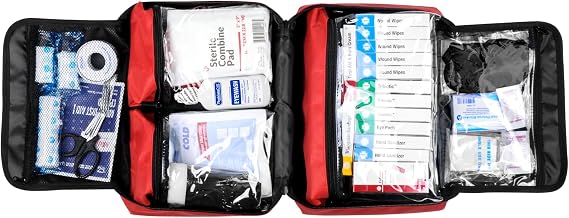 OSHA Class B & Army Corp of Engineers EM385-1-1 First Aid Kit, Red Tote | Class B First Aid Kit | OSHA First Aid Kit | Portable Red Tote | Emergency Supplies for Workplace, Jobsites & Vehicles