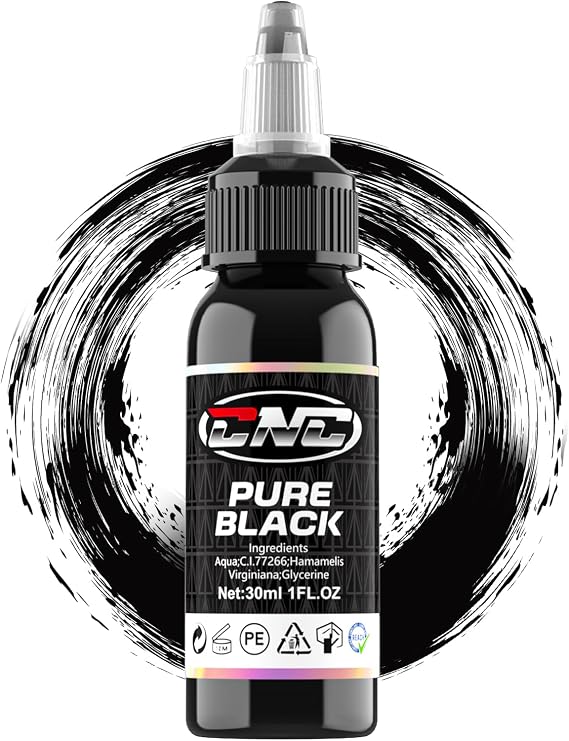 CNC 1oz Tattoo Ink Black 30ml Pure Black Tattoo Ink Tattoo Supplies for Lining, Shading, Tribal and Blending TI6003-30-001