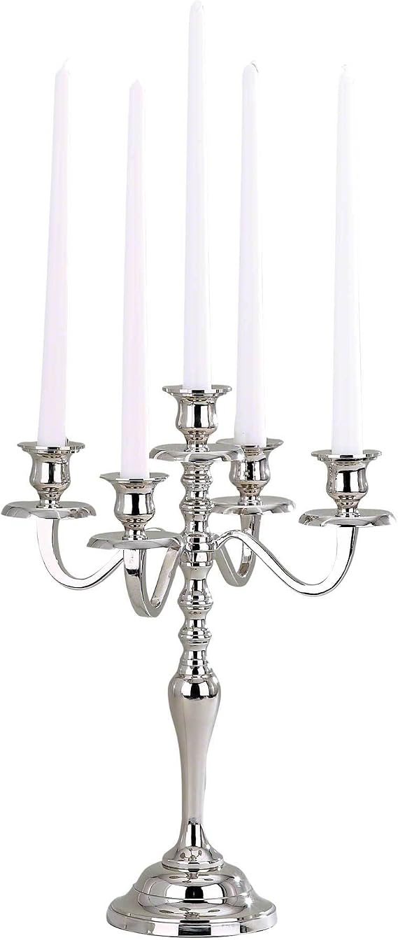 Elegance 5-Light Silver Finish Hampton Candelabra, 16"