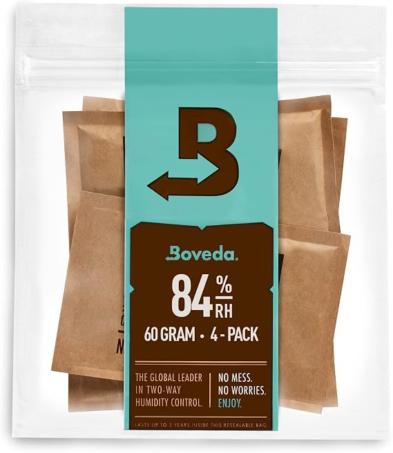 Boveda 84% Seasoning Packs, Size 60, 4-Pack Wood Box