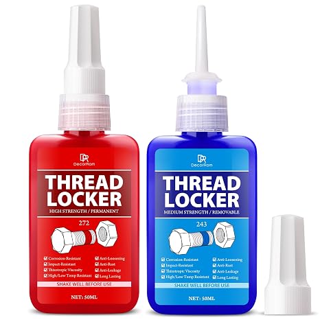 Thread Lock Kit (272 & 243) - 3.38 oz/100ml Medium & Strong Strength Removable Threadlocker - Secure Nuts, Bolts & Fasteners - Prevents Loosening, Leakage & Corrosion - Anaerobic Curing Thread Locker