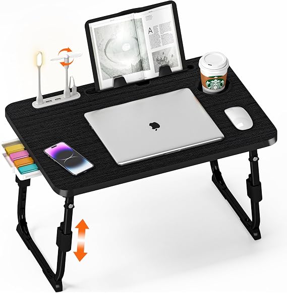 Lap Desk for Bed Adjustable Height with USB Port 23.6" x15.7" Desktop