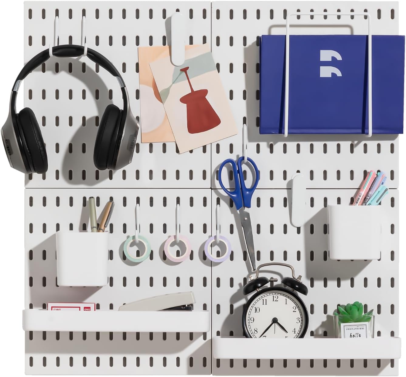 Keepo Pegboard Combination Kit, Pegboards and Accessories Modular Hanging for Wall Organizer, Crafts Organization, Ornaments Display, Nursery Storage, Peg Board White, 22″×22″