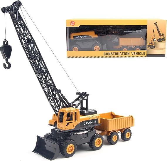 Crane Toy Construction Vehicles Model Car, Toy Truck Gifts for Kids Boys Toddler 3 4 5 years old