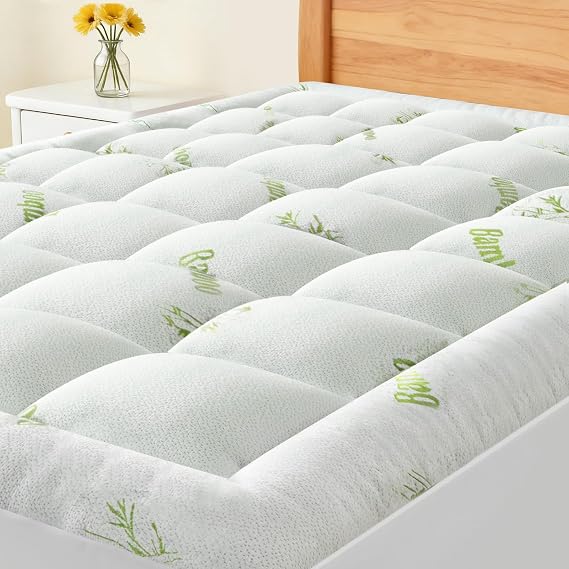 Sweetcrispy Full Size Cooling Bamboo Mattress Topper with Deep Pockets