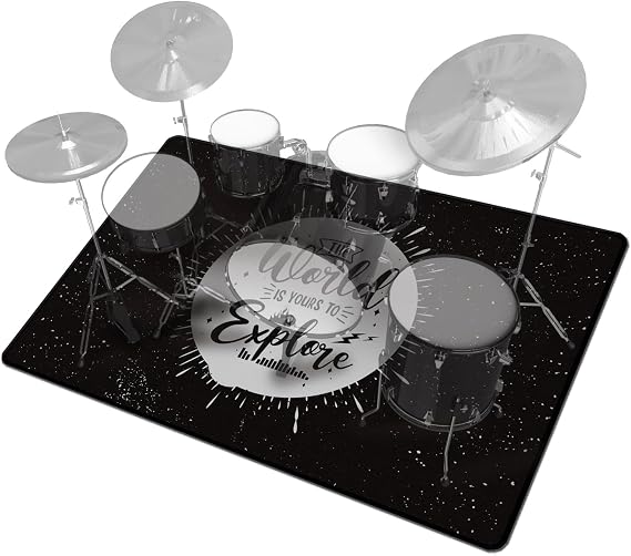 Drum Rug, Drum Mat with Non-Slip Grip Bottom, Black Soundproof Drum Rug Pads Drum Accessories for Jazz Drum Electric Drum Set, Ideal Gift for Drummers(Drum Rug 04,4x6ft)