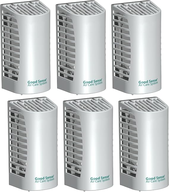 Diversey Good Sense 60-Day Air Care Freshener Dispenser, Wall Mount, 6 Pack | Odor Control System, Refill Compatible, Restroom Freshening, High Traffic Areas, Durable Plastic, Spill Resistant