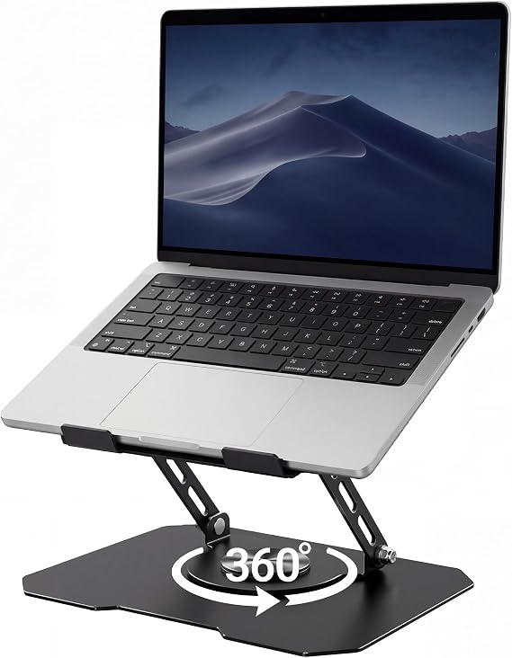 Laptop Stand for Desk, 360 Rotating Computer Riser with Adjustment Wrench, Ergonomic Laptop Riser for Collaborative, Work Foldable & Heavy Duty Tablet Stand Fit 10-15.6 Laptops