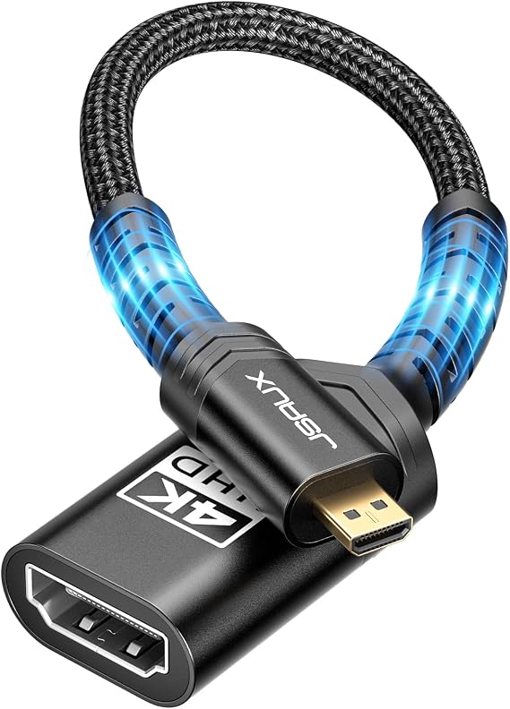 JSAUX Micro HDMI to HDMI Adapter, Micro HDMI Male to HDMI Female-Black