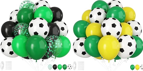 30pcs Soccer Balloon and 30pcs Soccer Balloon Set Green Yellow