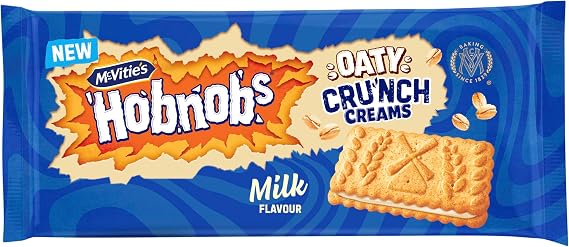 McVitie's Hobnobs Oaty Crunch Creams, Milk Flavour Biscuits, 100 g