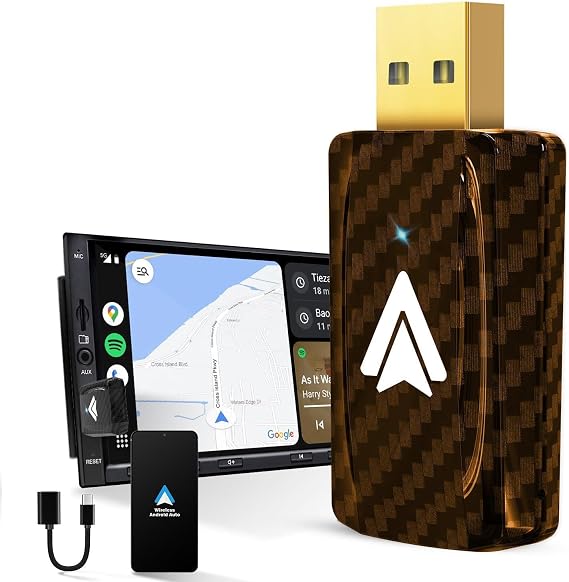 MSXTTLY Android Auto Wireless Adapter for Car Small Android auto Dongle for Converts Wired AA for Car Model 2017+ Play Plug Easy Setup