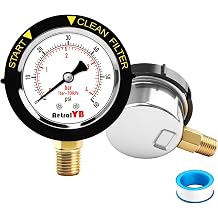 Pool Filter Pressure Gauge, 0-60 PSI/Bar, 2 Inch Dial, 1/4" NPT Lower Mount, 304 Stainless Steel, ±2.5% Accuracy, IP67 Waterproof