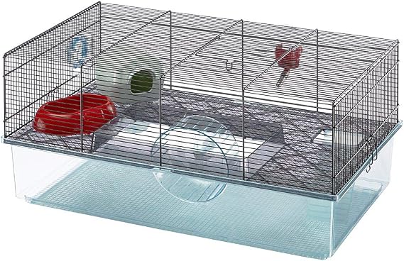 Ferplast Favola Hamster Cage Includes Free Water Bottle, Exercise Wheel, Food Dish & Hamster Hide-Out Large Hamster Cage Measures 23.6L x 14.4W x 11.8H-Inches