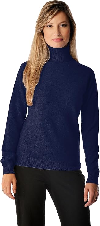 Cashmere Boutique Women's Pure Cashmere Slim Fit Turtleneck