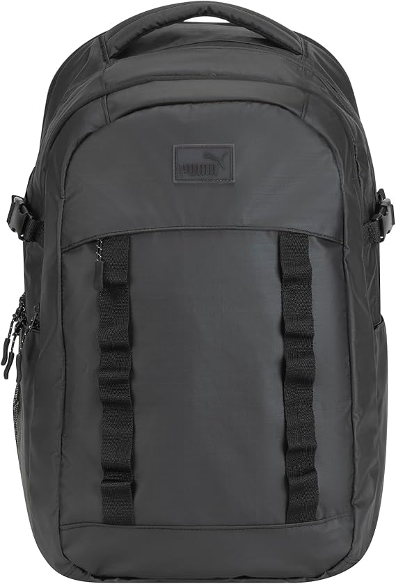 PUMA Coated Range Backpack with Padded Back & Adjustable Straps, Luggage Strap & Laptop Sleeve, Black, One Size
