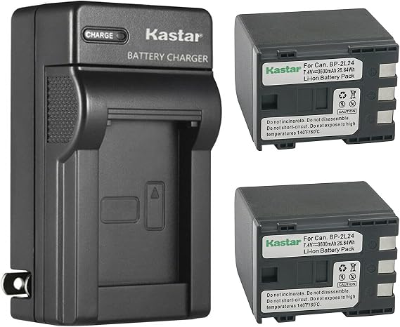Kastar 2-Pack Battery and AC Wall Charger Replacement for Canon NB-2L NB-2LH NB-2L5 NB-2L12 NB-2L13 NB-2L14 NB-2L18 NB-2L24 BP-2L5 BP-2L12 BP-2L13 BP-2L14 BP-2L18 BP-2L24 Battery, CB-2LW 2LWE Charger