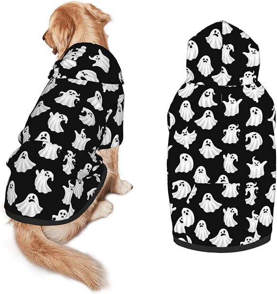 Halloween Dog Costume Halloween Ghost Cosplay Clothes Sweaters Outfits Pullover Pets' Sweatshirt Hoodies with Pocket for Medium Large Dogs-XXL