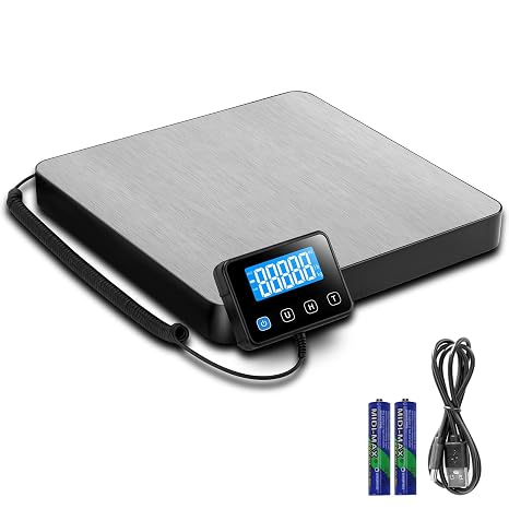 Digital Postal Scales 200kg, Parcel Scale with Hold & Tare Function | Large Platform, 50g Readability, AC/DC Powered, Heavy Duty Package Scale for Luggage Package Warehouse Home Office(Silver)