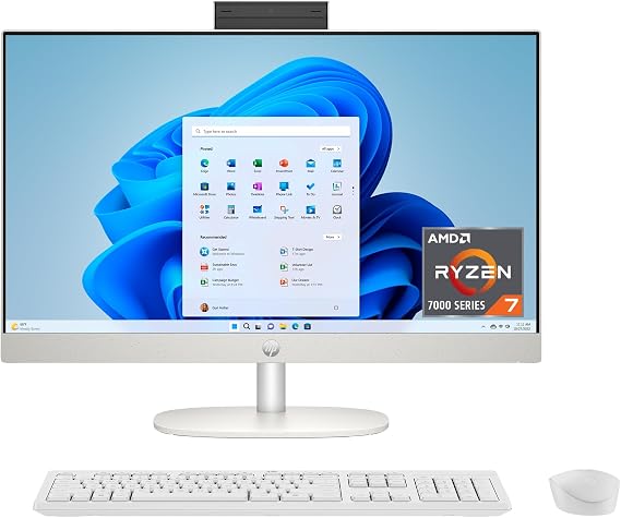 HP 23.8 inch All-in-One Desktop PC, FHD Touchscreen, AMD Ryzen 7 7730U, 16 GB RAM, 512 GB SSD, AMD Radeon Graphics, Windows 11 Home, Shell White, 24- cr0190 (2025)