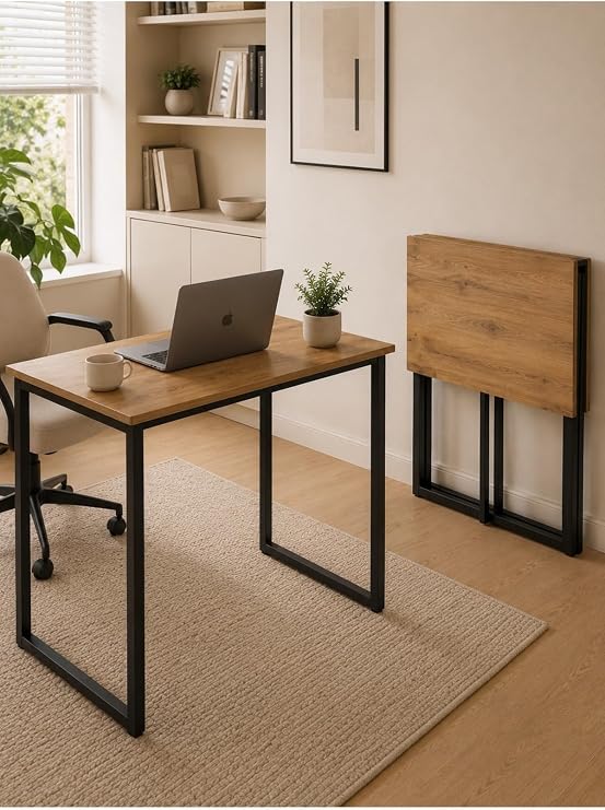 Worker Katlanır Çalışma Masası Bilgisayar Masası Laptop Masası Yemek Masası Mutfak Masası, Siyah - Çam
