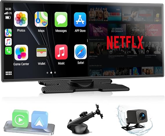 LAMTTO 11'' Wireless Carplay Screen with Net-Flix YouTube and Backup Camera