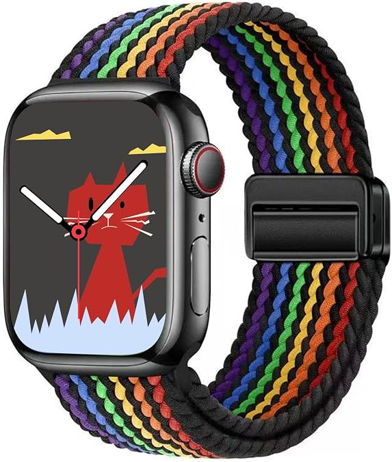 Yaber Braided Solo Loop Compatible with Apple Watch Band 38mm 40mm 41mm 42mm 44mm 45mm 46mm 49mm for Women Men, Adjustable Magnetic Straps Elastic Sport Wristbands for iWatch Series 11 10 9 8 7 6 5 4 3 2 1 Ultra 3 2 1 SE