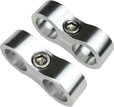 3AN NylonSteel Braided Billet Aluminum Hose Turbo Separator 38 inch ID Clamp Pliers Tools 9.5mm ID Silver Dual Oil Fuel Water Line Adapter Fitting, Pack of 2