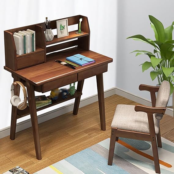 SAZDFY Computer Desk for Small Spaces,Home Office Writing Desk Compact Office Table with Drawer and Bottom Shelve,Simple Study Desk PC Laptop Workstation Space Saving(70x45x75cm(27x18x29inch), Brown)