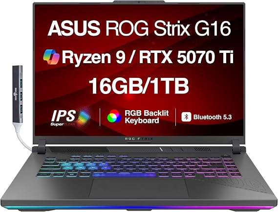 ASUS ROG Strix G16 G614 AI Gaming Laptop 16.0" 165Hz IPS WUXGA Display