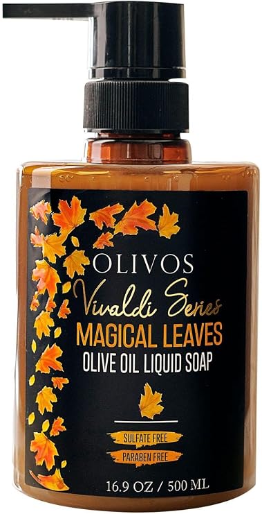 Olivos Vivaldi Serisi Doğal Büyülü Yapraklar Zeytinyağlı Sıvı Sabun - Bitkisel İçerikli, Doğal Cilt Bakımı, Hassas Ciltler İçin İdeal, 500 ml | Yoğun Nemlendirme ve Yumuşaklık (Büyülü Yapraklar)