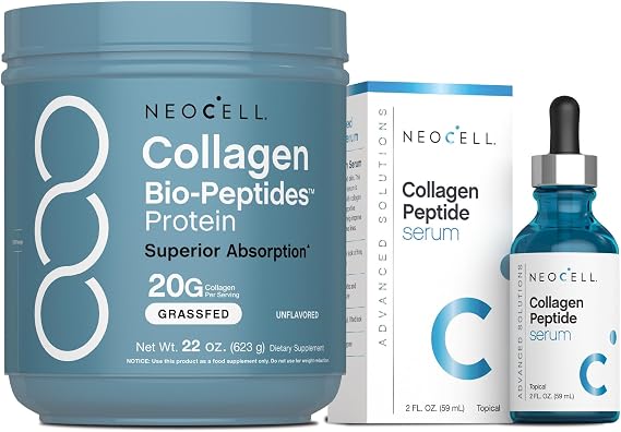 NeoCell Beauty Bundle for Women | Collagen Bio-Peptides Powder | Collagen Peptides Serum | Inside and Out Set