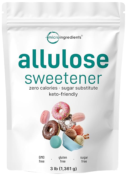 Micro Ingredients Allulose Sweetener, 3 lb | Zero Calorie | Plant Based | No Erythritol | No Aftertaste | Vegan Sugar Alternative | Great for Baking and Beverages | Keto Friendly