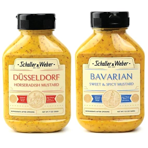 Schaller & Weber Bavarian Mustard + Dusseldorf Horseradish Mustard, Classic German-Style, All Natural Mustard