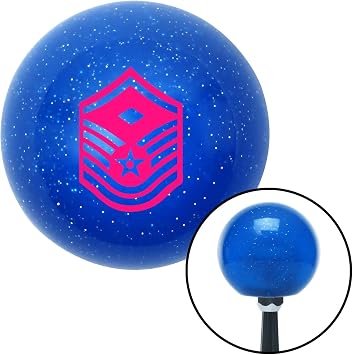 American Shifter 24496 Blue Metal Flake Shift Knob Pink Master Sergeant First Sergeant