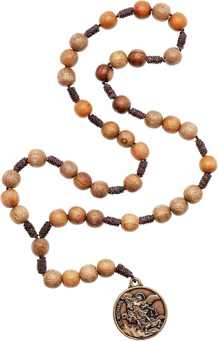 Intercession St Michael Sacred Handmade Solid Wood Chaplet Necklace
