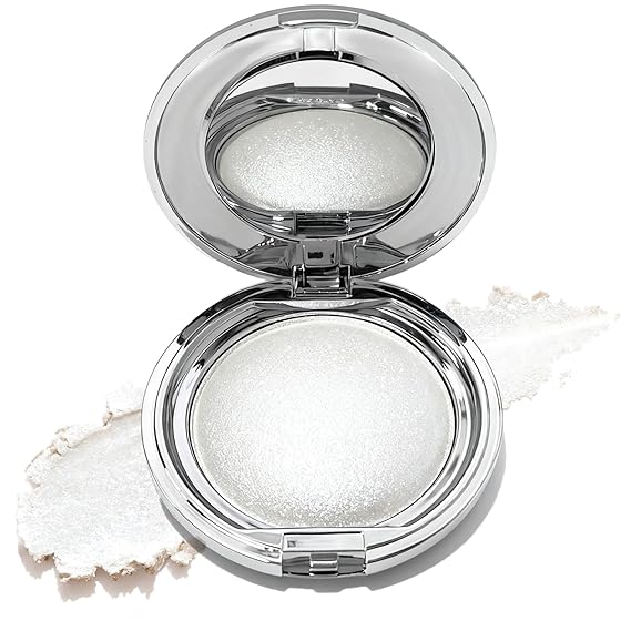 Highlighters Makeup Palettes,Face Glitter Glow Makeup Natural Glow Finish,Face Body Highlighters & Luminizers, Pearl Shimmer Highlighter Makeup Smooth Baked Powder,01-Pearl White