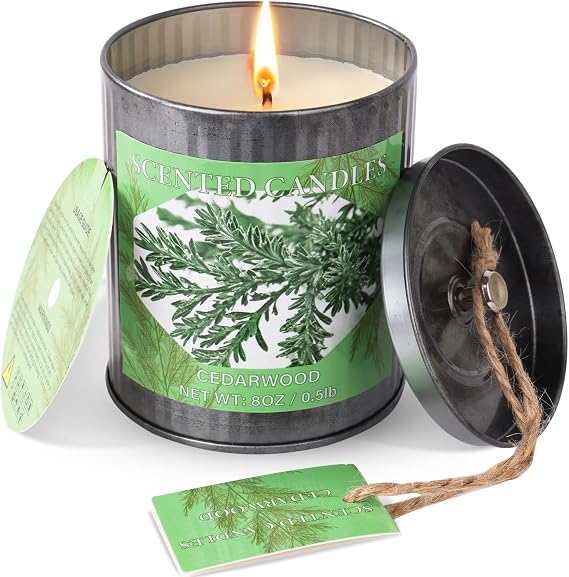 Scented Candles for Home, 8oz Soy Candle, 50H Burn, Cedarwood Aromatherapy, White Candle in Gift Box, Perfect for Birthday, Mother's Day, Christmas