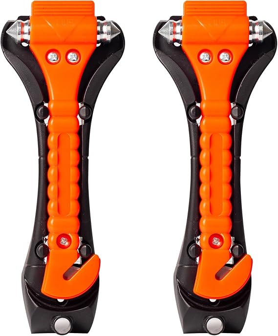 2 Pack Car Emergency Escape Tool Kit - Double-Ended Window Breaker & Seat Belt Cutter with High-Visibility Reflective Handle, Automotive Safety Hammer for Instant Glass Shattering & Emergency Egress