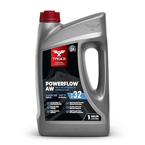 TRIAX Powerflow AW 32 Multi-Viscosity HLP Hydraulic Oil | 6,000 Hour Extended Life | Triple Anti-Wear | True All Season | Pour Point Down to -40F | Virtually Zero Foaming (1 Gallon)