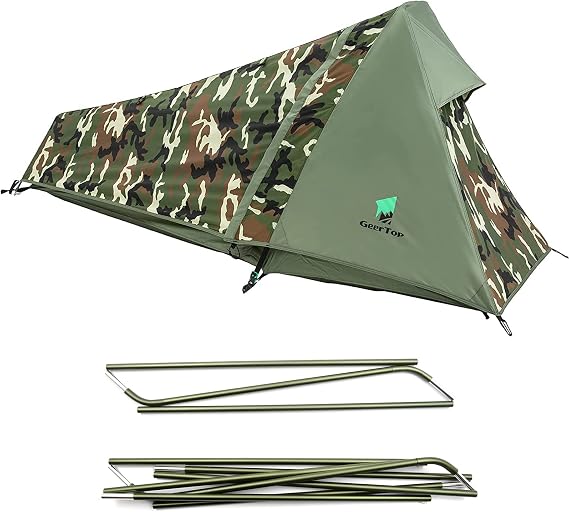 GEERTOP Ultralight Bivy Tent for 1 Person and Replacement Tent Poles Bundle
