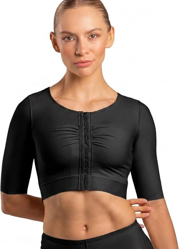 Isavela Womens Short Sleeve Breast Augmentation/Reduction Support Bra/Vest (Underbust Length) (Bolero) (VS02-SS)
