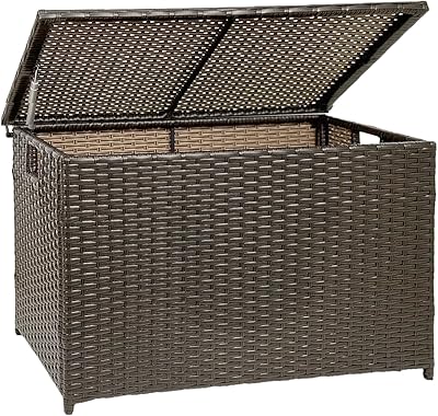 Wicker Storage Trunk, 30 x 17 x 18 inches, 160L, Handwoven Wicker Chest with Stay-Open Lid, Supports 200 lbs, Brown