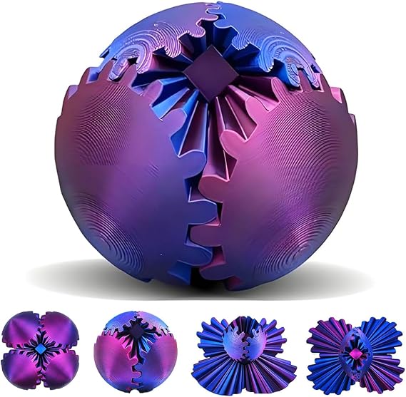Impossible Gearsphere Age 3+, 3D Printed Gear Sphere - The Steampunk Whirling Wonder Fidget Gear Ball, Gearsphere Cube Fidget Toy for Office and Home, Stress Relief Cool Stuff Toys Gift for Kids Adult