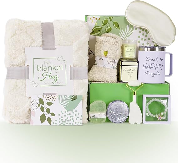 11PCS Birthday Gifts Basket for Women, Relaxing Spa Self Care Gifts Basket
